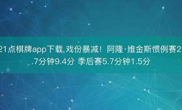21点棋牌app下载 戏份暴减！阿隆·维金斯惯例赛21.7分钟9.4分 季后赛5.7分钟1.5分
